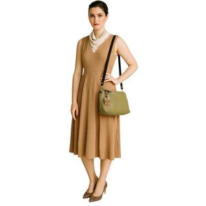 Valentina Green Pebbled Leather Shoulder Bag Handbag Purse Women's Woman's